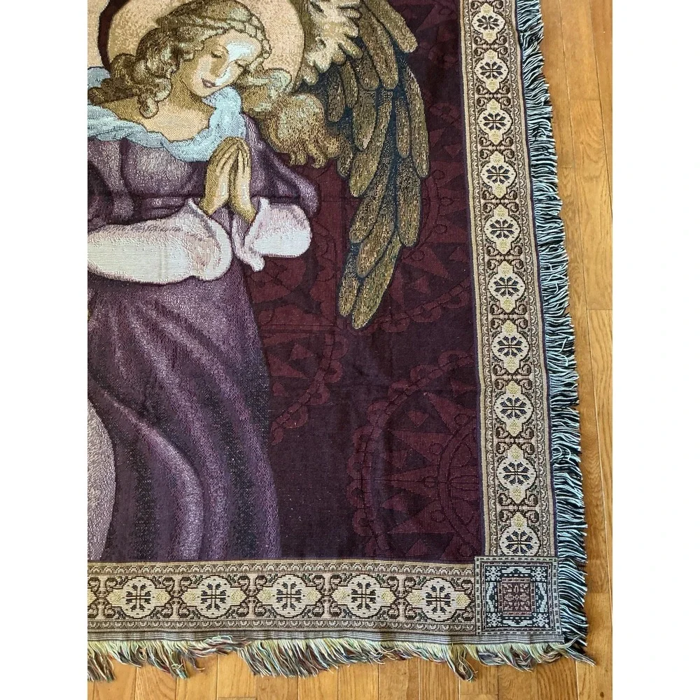 Guardian Angel Praying Tapestry Throw Blanket Approx 50